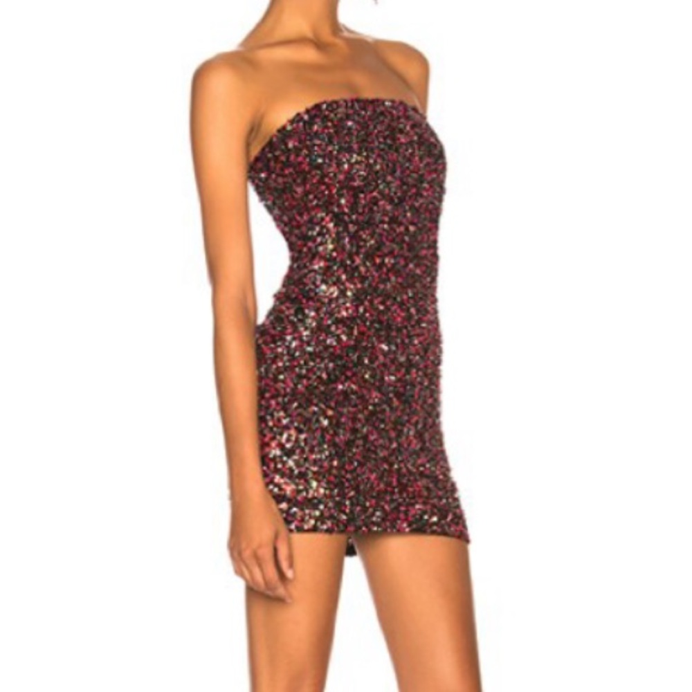 Retrofete Multicolor sequin Strapless Mini Dress Size 4 - Picture 3 of 12